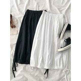 (ORDER) Chân váy xòe dài Vintage vải thô dáng A-Line dây rút gấu