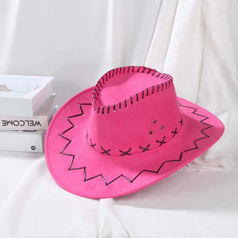 Mũ cao bồi vành rộng bằng da lộn nhiều màu thời trang phong cách phương tây cá tính cho nam nữ