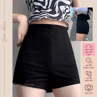 Quần short nữ lưng cao khóa kéo
