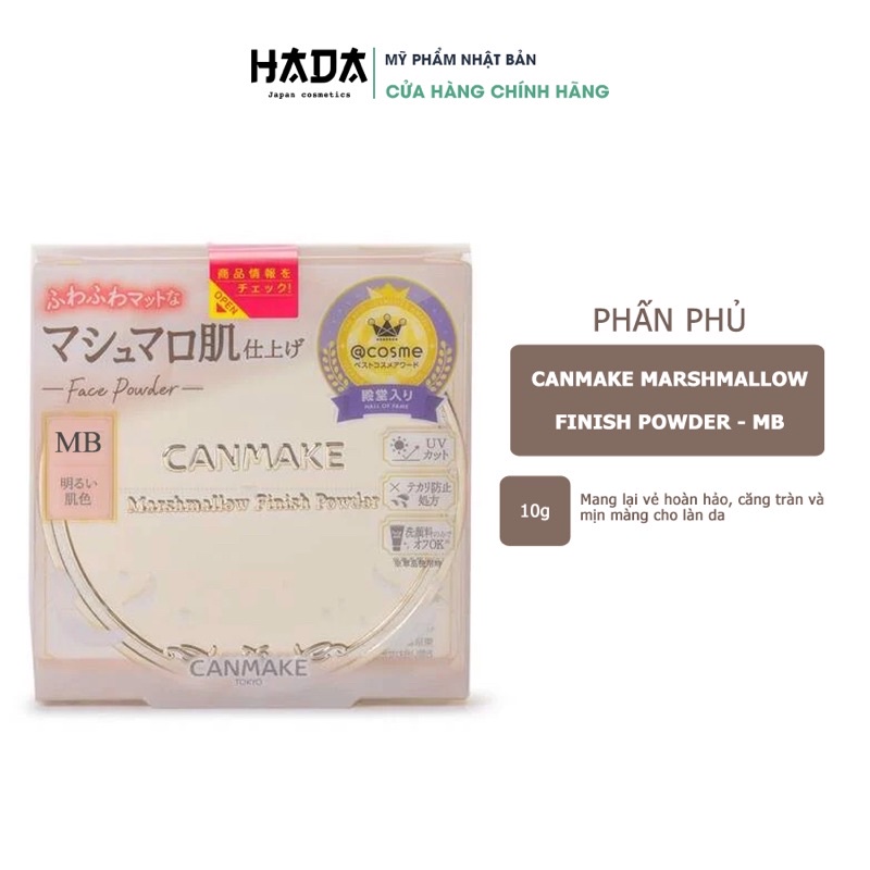 [Phấn Phủ]Canmake Marshmallow Finish Powder Nhật Bản Mềm, Mịn, Tự Nhiên, Che Phủ Cao, Chống Nắng, Kiềm Dầu 10g