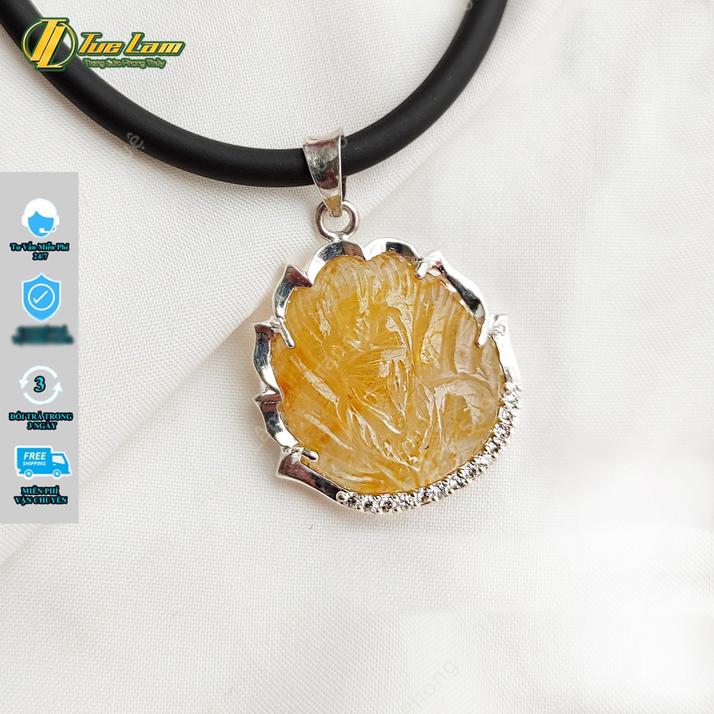 Mặt dây chuyền hồ ly chúa màu tóc vàng dáng tròn bọc bạc trợ duyên hợp mệnh kim thổ - Tuệ Lâm