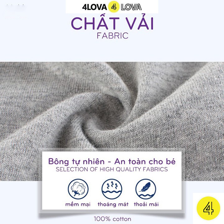 Áo thun dài tay cho bé trai 4LOVA cổ tròn chất cotton an toàn, bền, đẹp bassic KID105