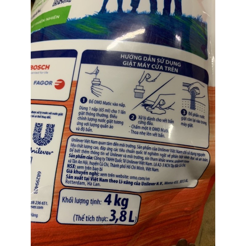 Nước giặt omo túi 3.9kg cửa trên