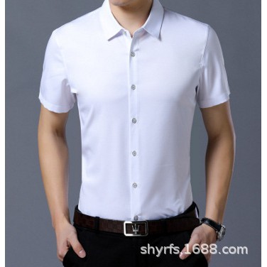 Áo Sơ Mi Nam Ngắn Tay Cao Cấp - Chất Liệu Lụa , Không Nhăn, Thoáng Mát, Thấm Hút Mồ Hôi(5 MÀU) VNICESTORE