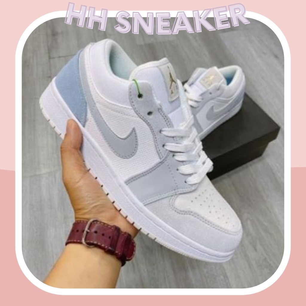 Giày 𝐉𝐨𝐫𝐝𝐚𝐧 1 Low paris xám xanh cổ thấp, Sneaker thể thao JD1 Nam Nữ hàng đẹp Full BOX BILL