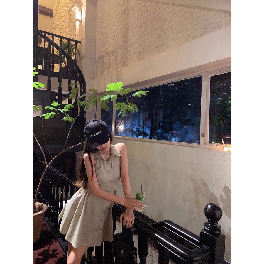 Váy Sát Nách cổ Polo Dúm Eo  Dáng Xòe tôn giáng siêu xinh