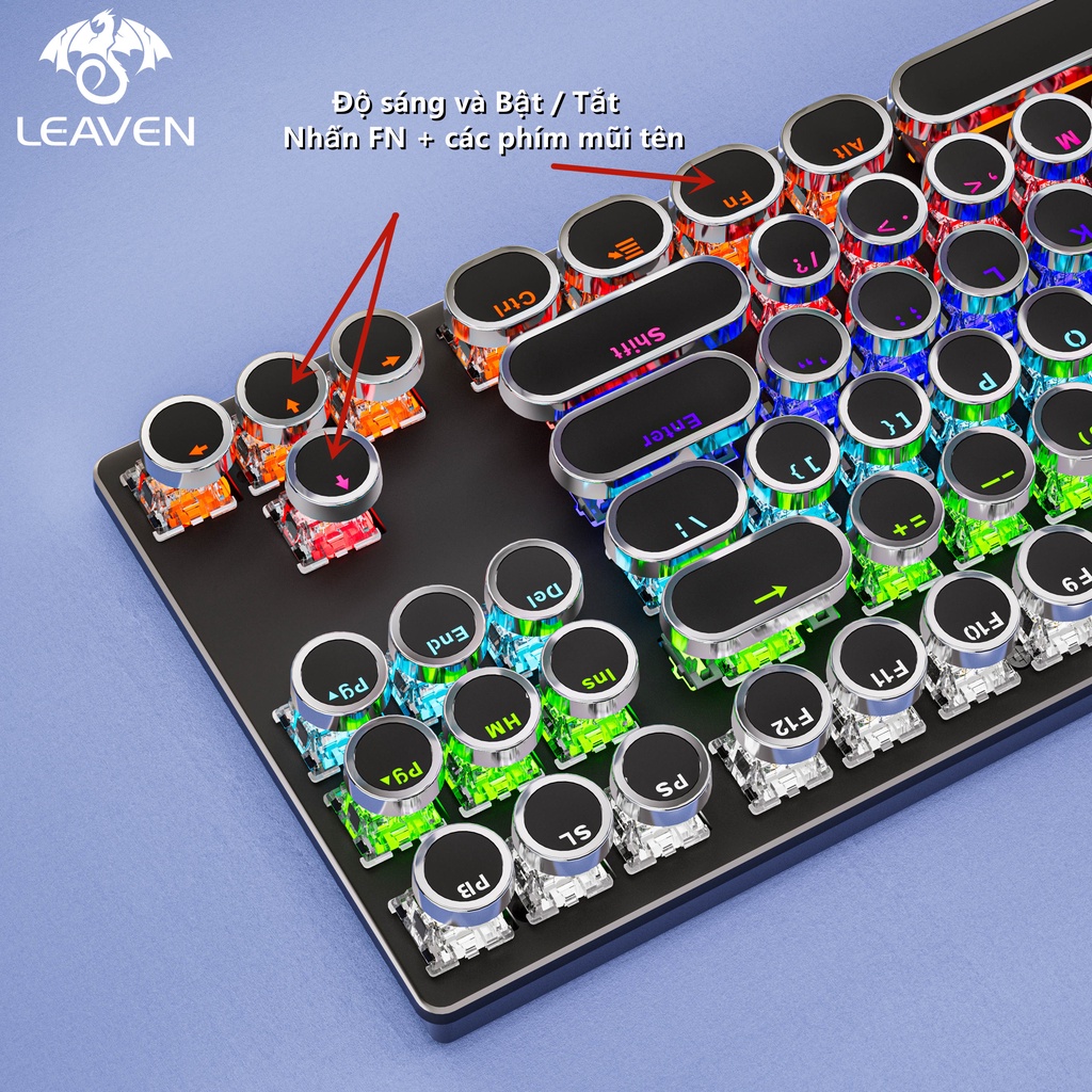Bàn phím máy tính Bàn phím cơ LEAVEN K550 Punk 87 phím Hiệu ứng ánh sáng RGB bàn phím cơ gaming
