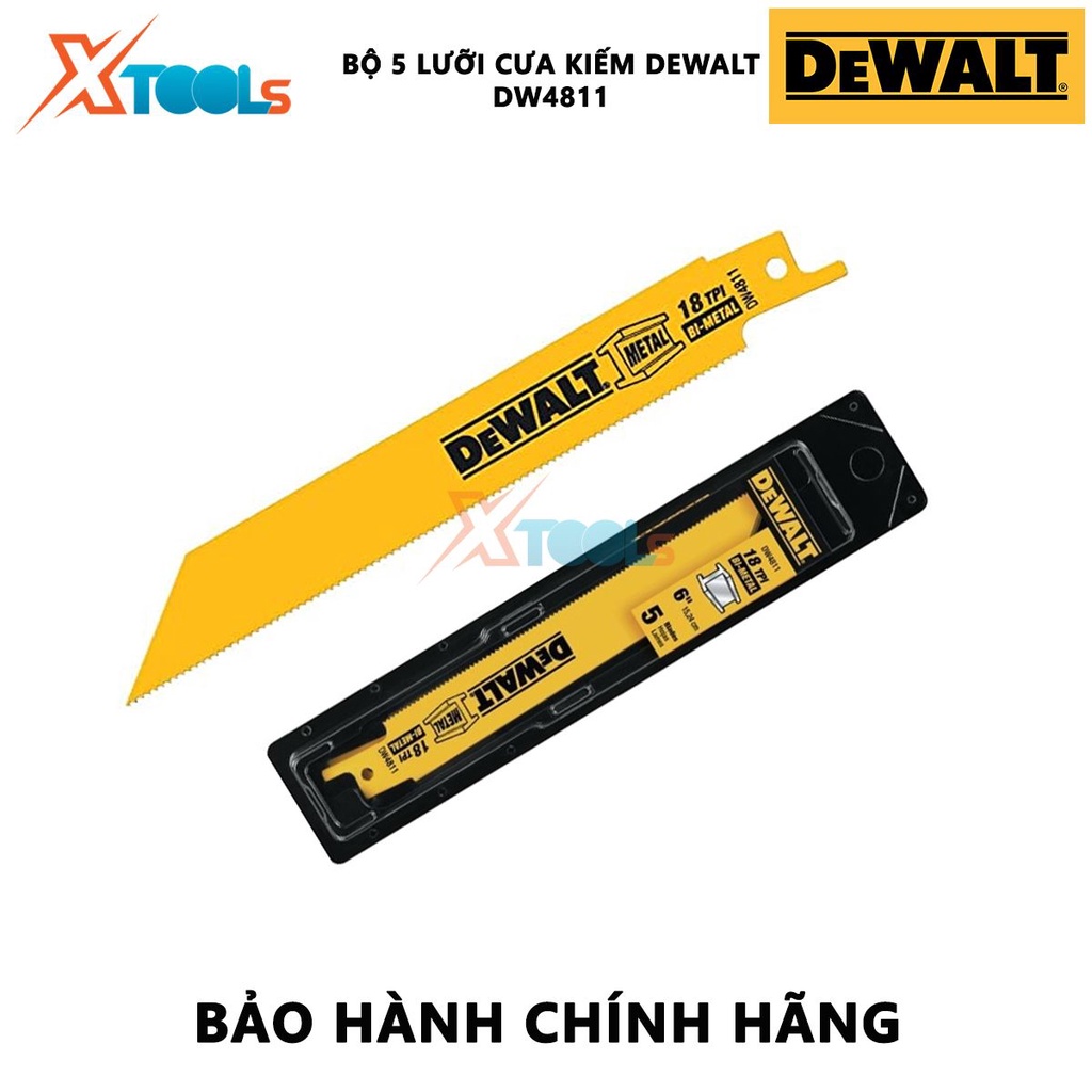 Bộ 5 lưỡi cưa kiếm DeWALT DW4811 | bộ 5 lưỡi cưa kiếm cho kim loại, kích thước 6 inch DeWALT
