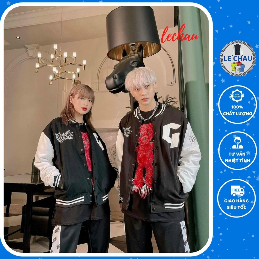 Áo khoác bomber jackets unisex street style áo khoác bóng chày Hàn Quốc GON LECHAU AKD29 áo khoác dù nam nữ 2 lớp rẻ đẹp