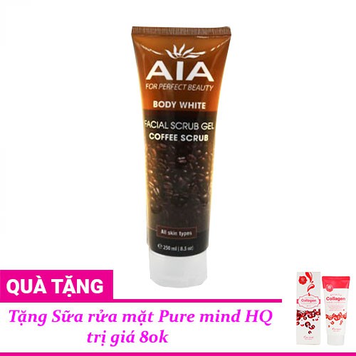 Gel tẩy tế bào chết tinh chất cà phê toàn thân AIA Facial Scrub 250ml - Tặng Sữa rửa mặt