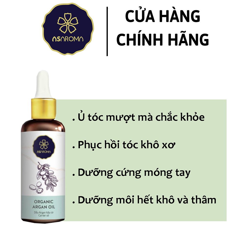 Ủ Tóc Argan Oil Organic Asaroma-Mọc Tóc-Chăm Sóc Da-Dưỡng Thể-Dưỡng Da Tay- Dùng Với Serum Dưỡng Da-30ml