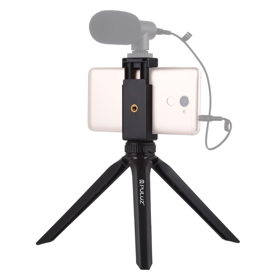 PULUZ Pocket Mini Plastic Tripod Mount with Phone Clamp Holder for Phone Sumsung Huawei Xiaomi Iphone