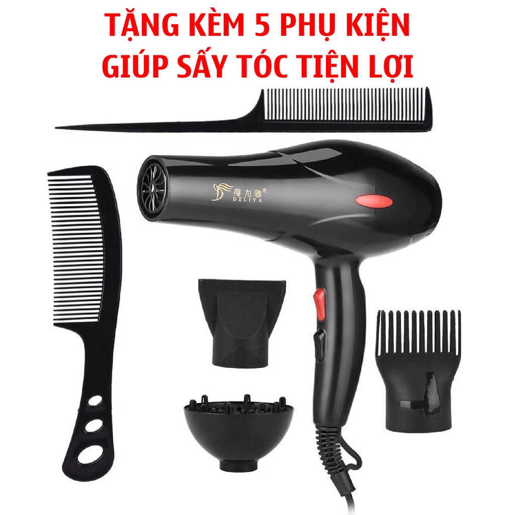 Máy Sấy Tóc Công Suất Lớn Mini Cao Cấp Tạo Kiểu Chuyên Nghiệp Deliya 2200W Tặng Kèm 5 Phụ Kiện