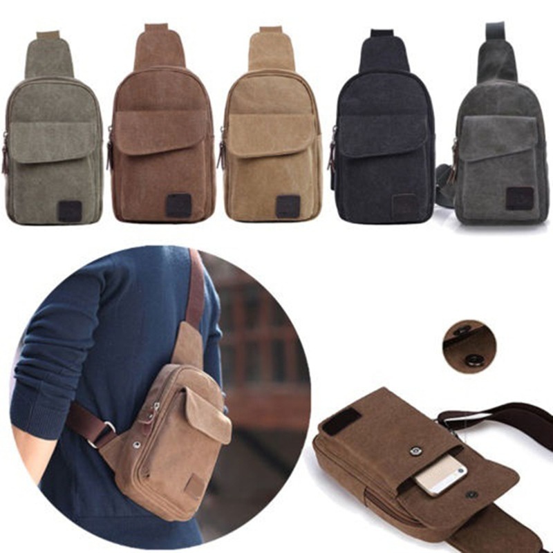 Fashion Men's Backpack Fashion Chest Bag Shoulder Messenger Canvas Casual Bag