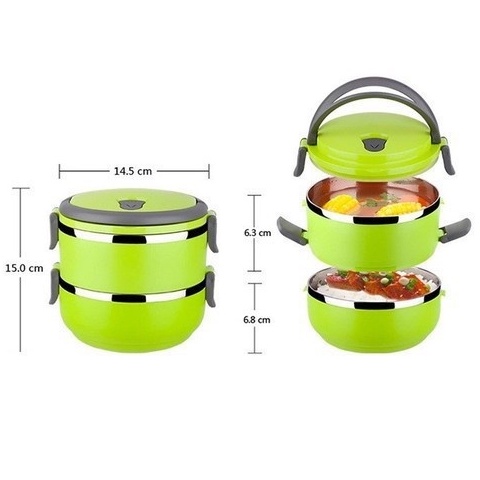 Hộp Đựng Cơm Giữ Nhiệt Ăn Trưa Văn Phòng 2 tầng Lõi Inox Giữ Nhiệt / Camen 2 Tầng Bằng Nhựa Lõi inox
