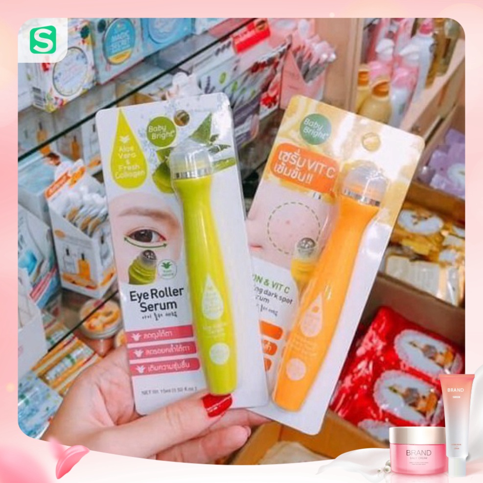 Bút lăn mắt lô hội và collagen tươi Baby Bright Aloe Vera &amp; Fresh Collagen Eye Roller Serum 15ml