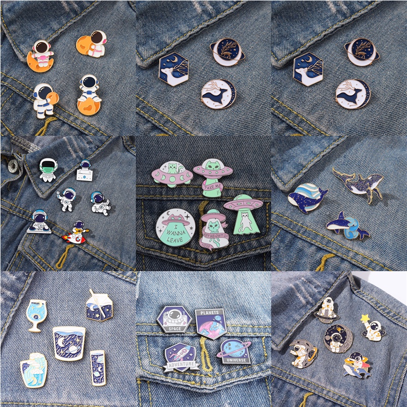 Ghim cài áo QIHE JEWELRY hình vũ trụ/ bầu trời sao trong phim hoạt hình