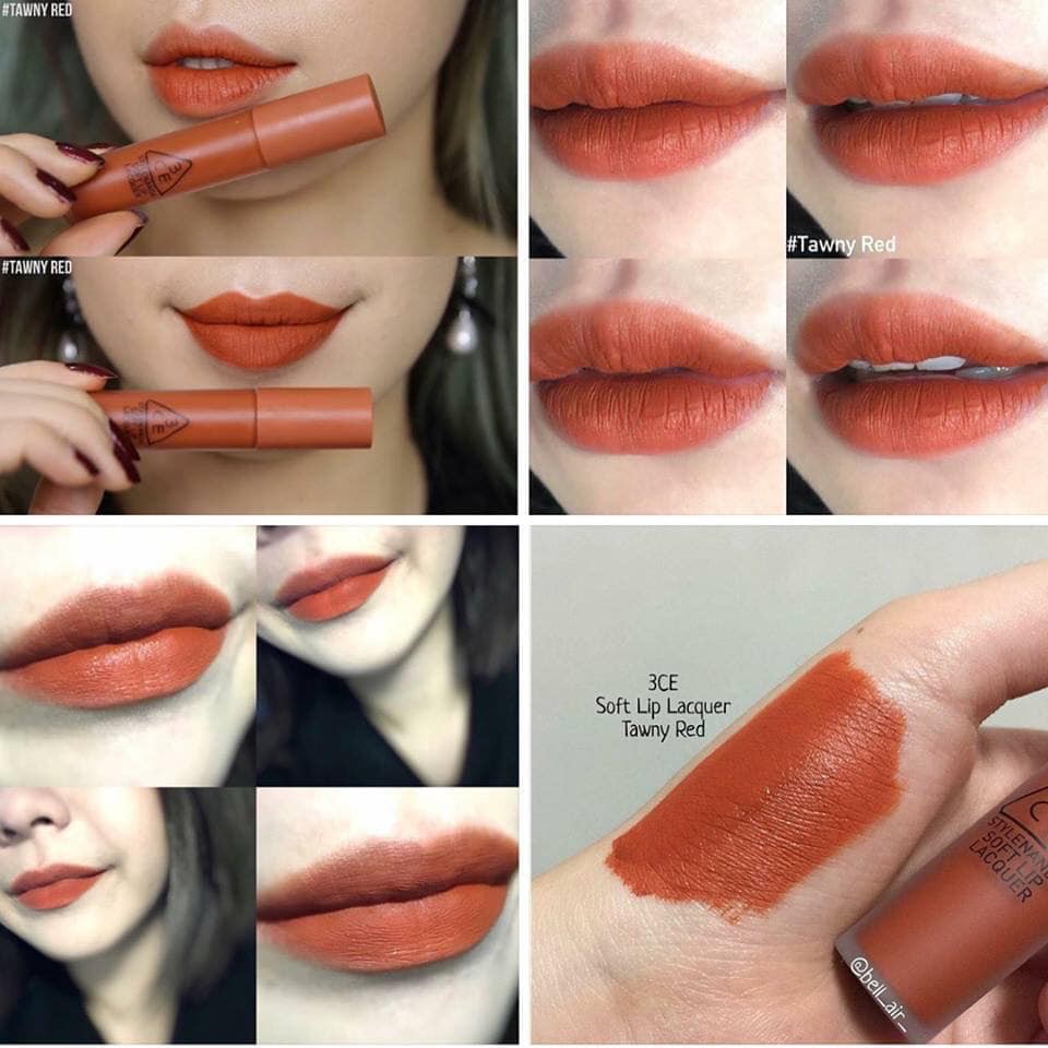 Son Kem Lì 3CE SOFT LIP LACQUER MÀU TAWNY RED