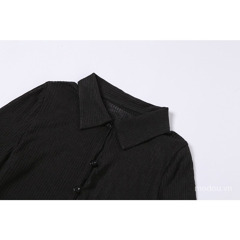 Áo kiểu Oz02 cotton mềm mài tay dài cổ bẻ phong cách Hàn Quốc sành điệu