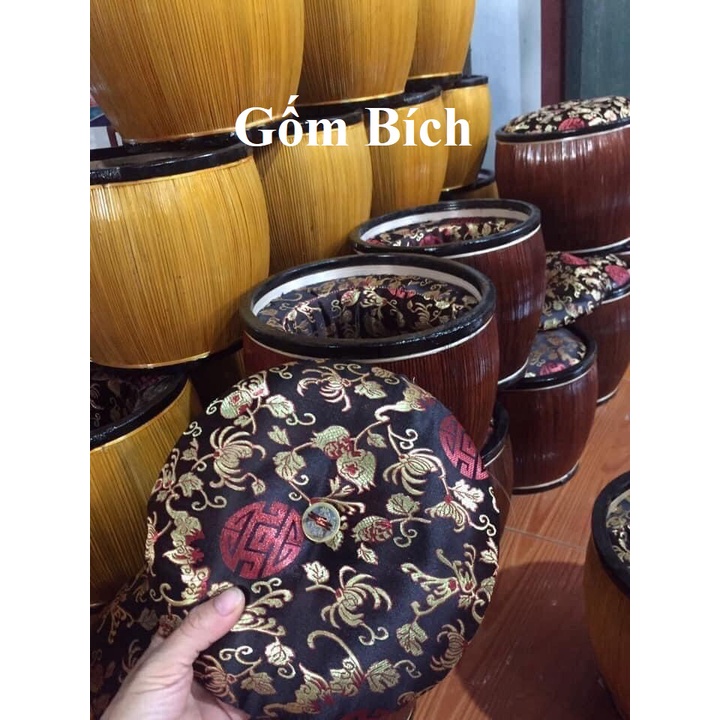 Giỏ Ủ Ấm Tích Bát Tràng Vải Gấm Hoa Dung Tích 0.5 - 1.5L - Gốm Bích