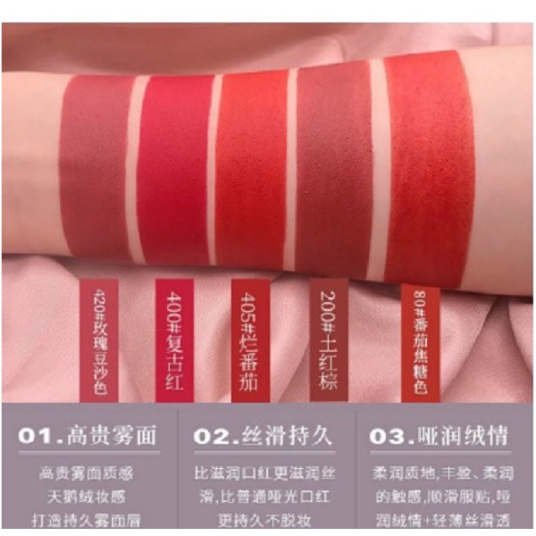 Set 5 Son Hojo Lì Molandi Velvet Lipstick Hàng Nội Địa Trung Chính Hãng No.8040