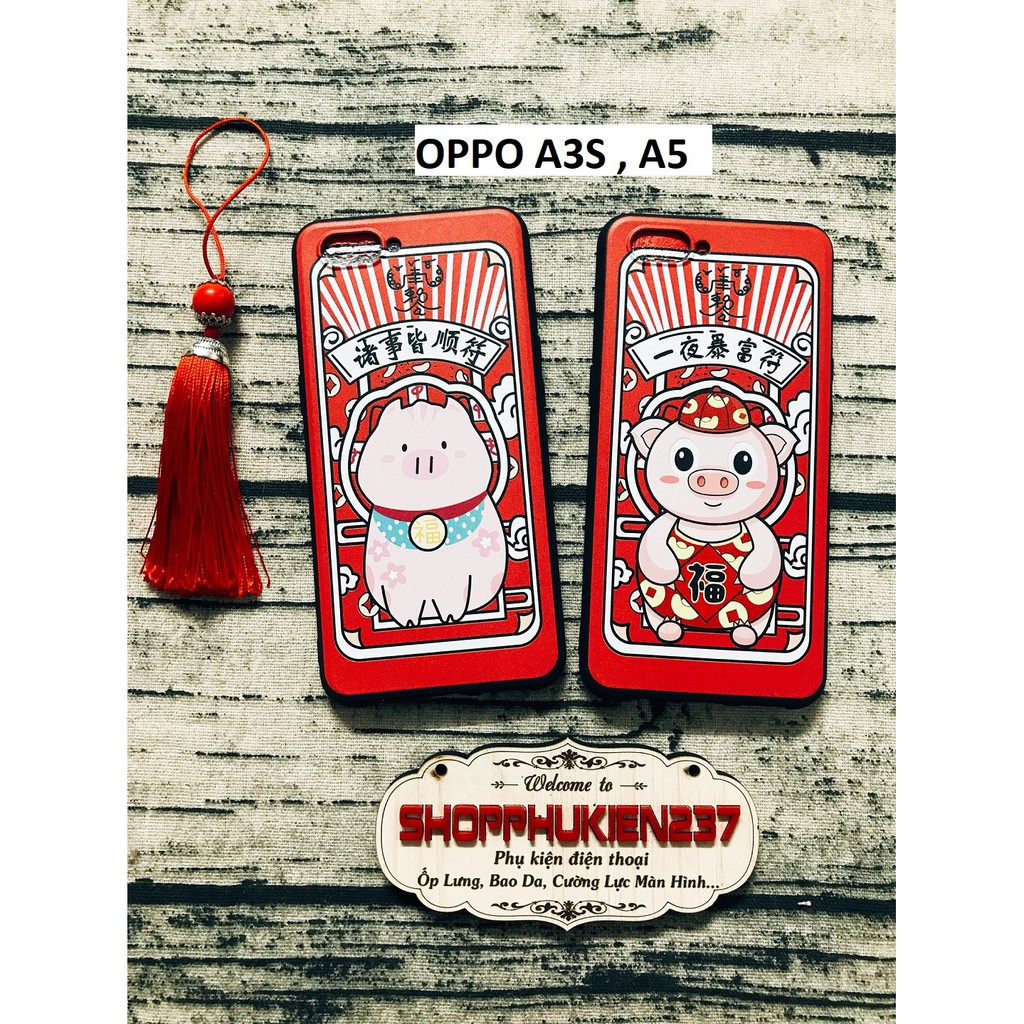 [Freeship toàn quốc từ 50k] ỐP LƯNG TẾT OPPO A3S , A5 ỐP DẺO HÌNH CHÚ HEO KÈM LỤC LẠC