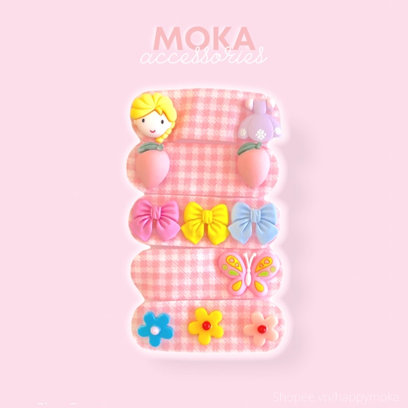Set 2 miếng dán tóc ngắn gắn charm hoạt hình Moka (Ảnh thật shop tự chụp)