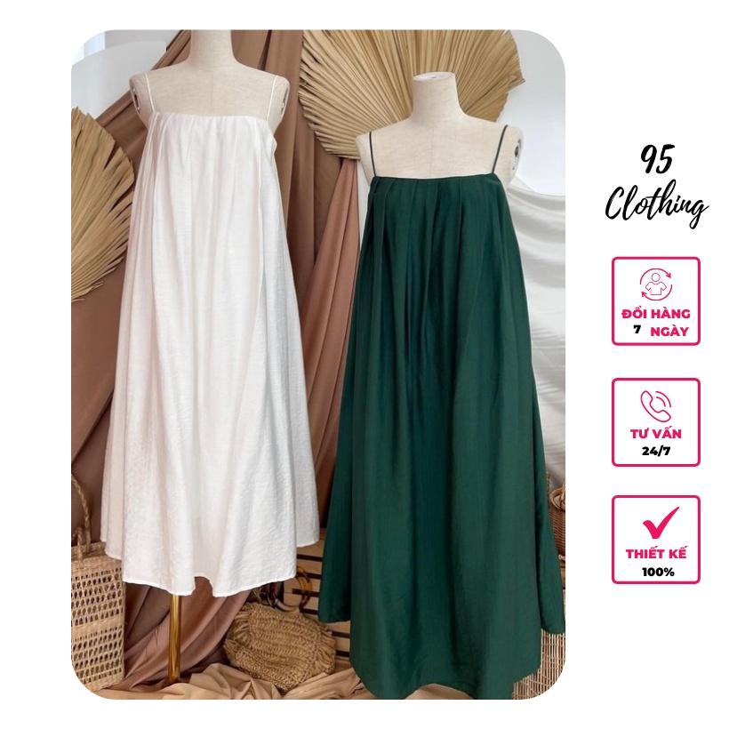 [HÀNG LOẠI 1] Đầm lụa 2 dây form suông rộng oversize có thể mặc như đầm bầu | BigBuy360 - bigbuy360.vn