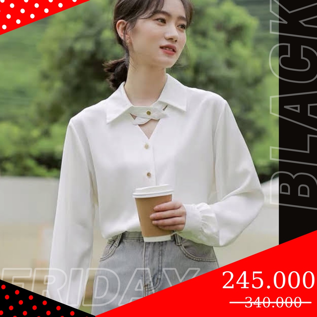 SƠ MI CHOKER 2 MÀU ĐEN TRẮNG