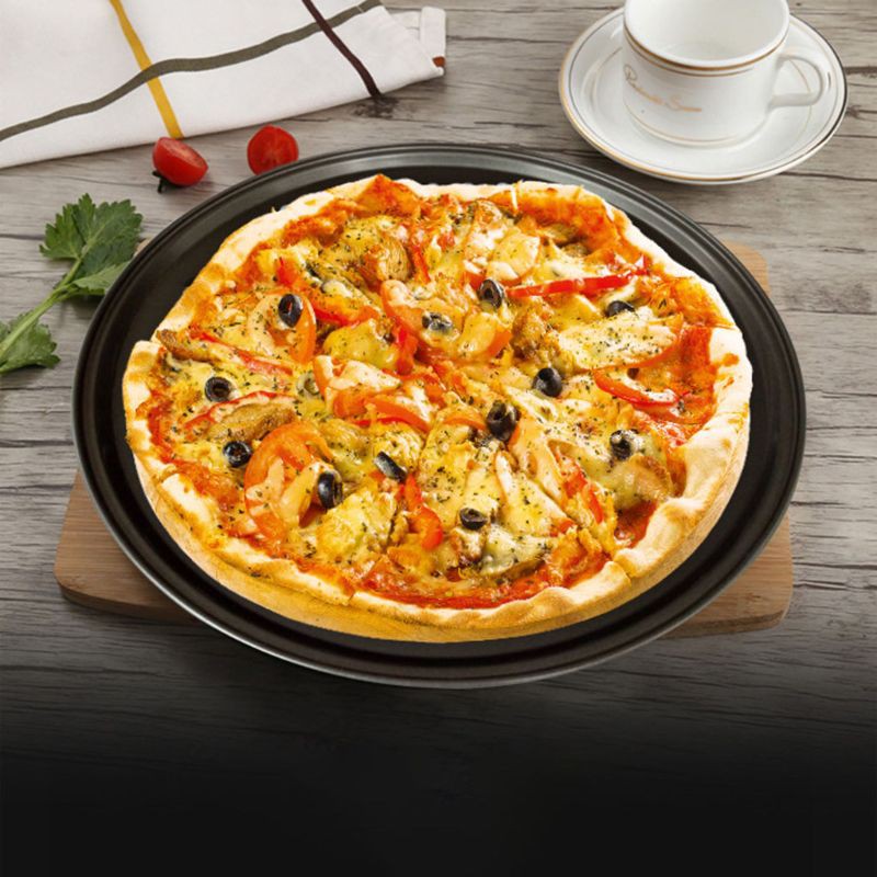 Khay Nướng Bánh Pizza 9 / 10 / 11 / 12 Inch Bằng Thép Carbon Không Dính Có Lỗ