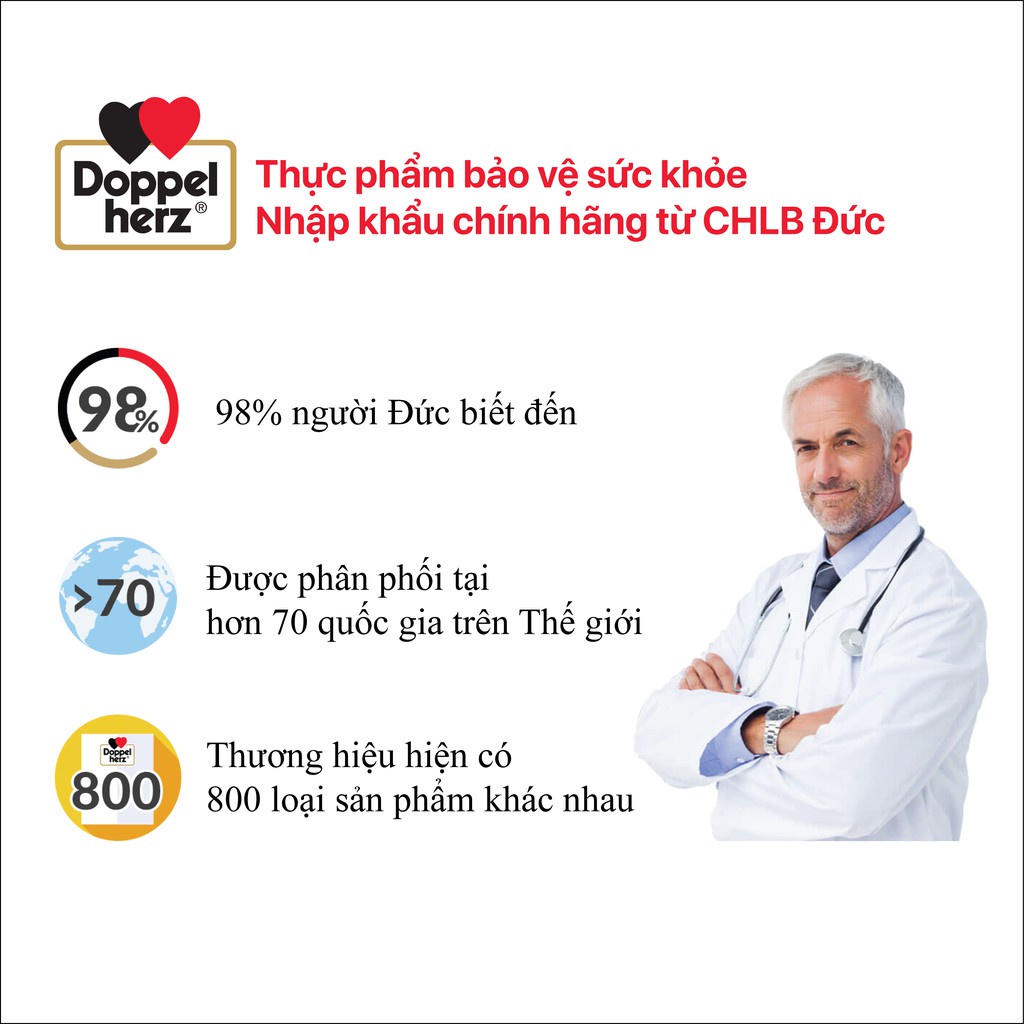 Viên uống bổ tim mạch, điều hòa huyết áp Doppelherz Aktiv Coenzyme Q10 (Hộp 30 viên)