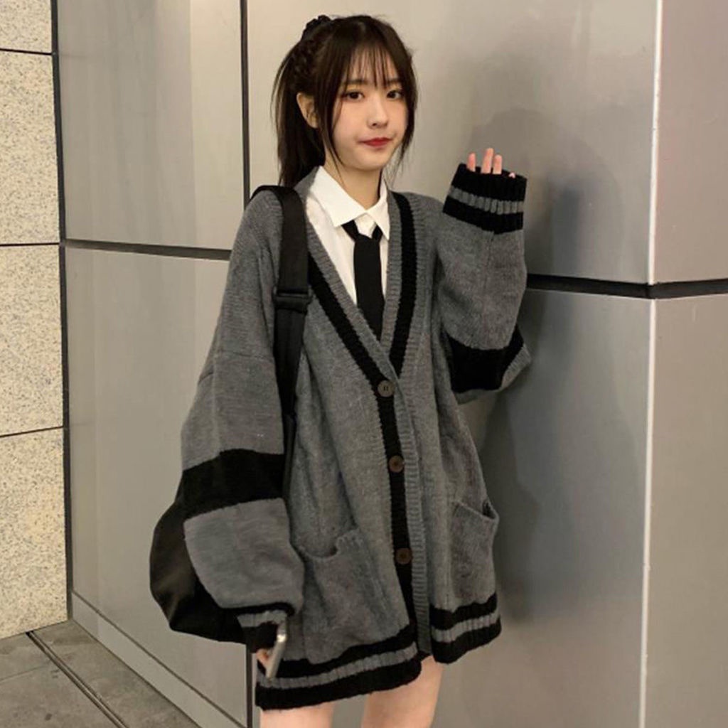 Áo Khoác cardigan Dệt Kim Dáng Rộng Cỡ Lớn Thời Trang Thu Đông Cho Nữ