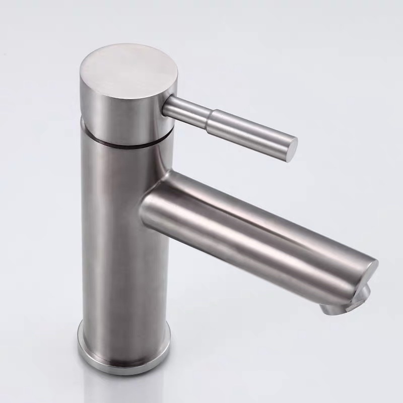 [FREESHIP] Vòi lavabo nóng lạnh inox SUS 304 tròn cao 20cm (Hàng loại 1) (Tặng kèm dây cấp) phù hợp với mọi loại chậu