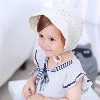 Mũ cotton chấm bi dễ thương cho bé gái