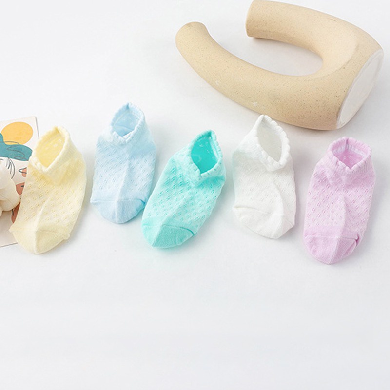 Vớ Cotton Cổ Ngắn Chống Trượt Thoải Mái Phối Ren Lưới Dành Cho Bé Trai Bé Gái