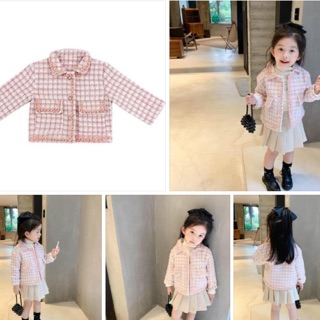 ÁO KHOÁC DẠ HỒNG ĐÍNH NGỌC BÉ GÁI