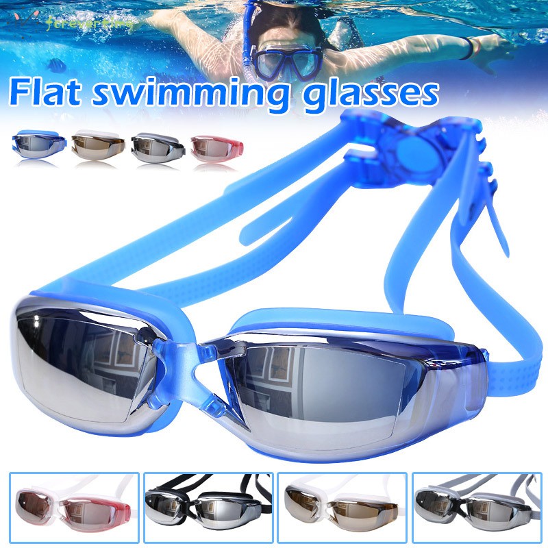 #kính# Swimming Goggles Anti-fog Anti-UV Clear Vision Flat Swimming Glasses for Summer Beach