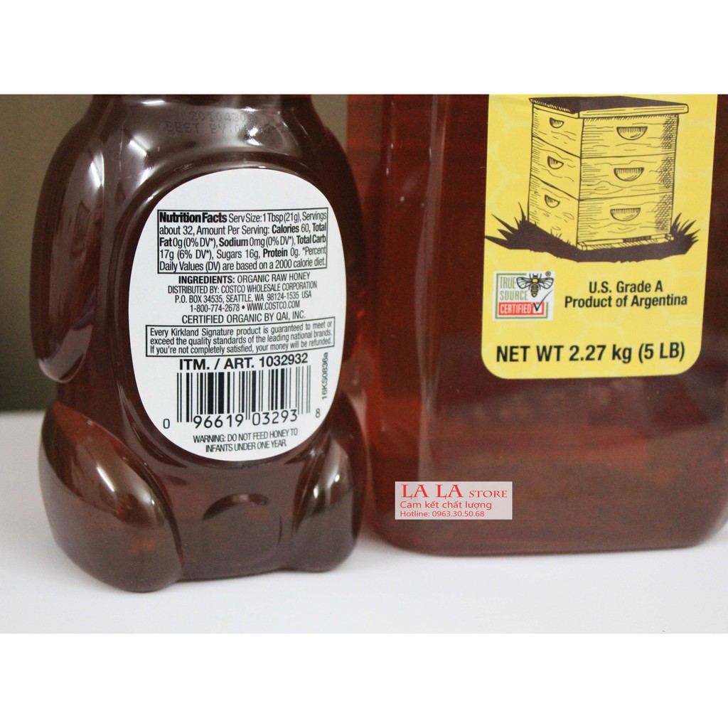 Mật ong hữu cơ Kirkland Organic Raw Honey Mỹ
