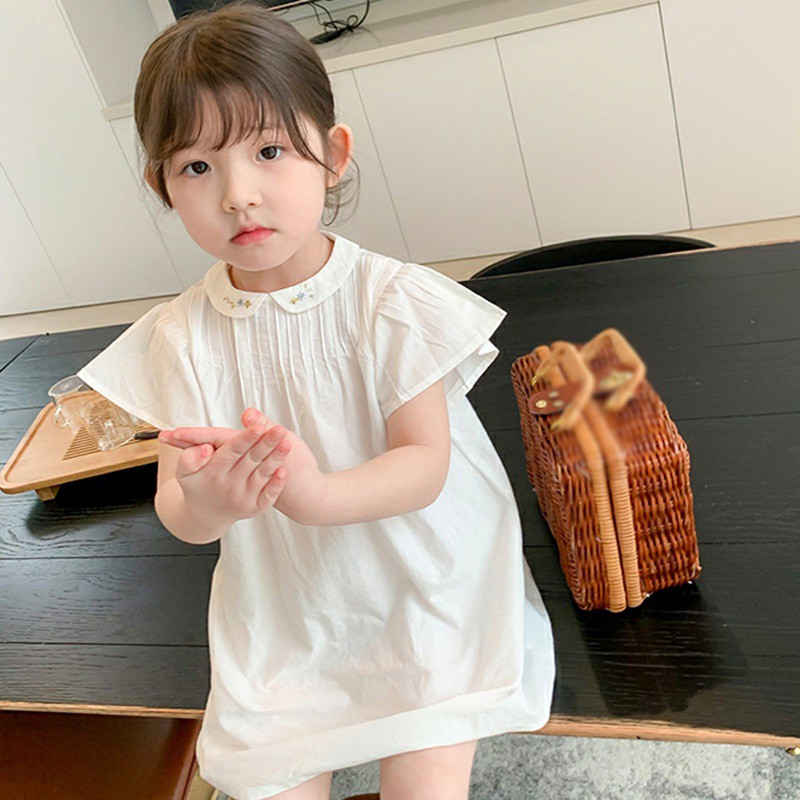 Đầm Baby Doll Thêu Hoa Hàn Quốc Cho Bé Gái