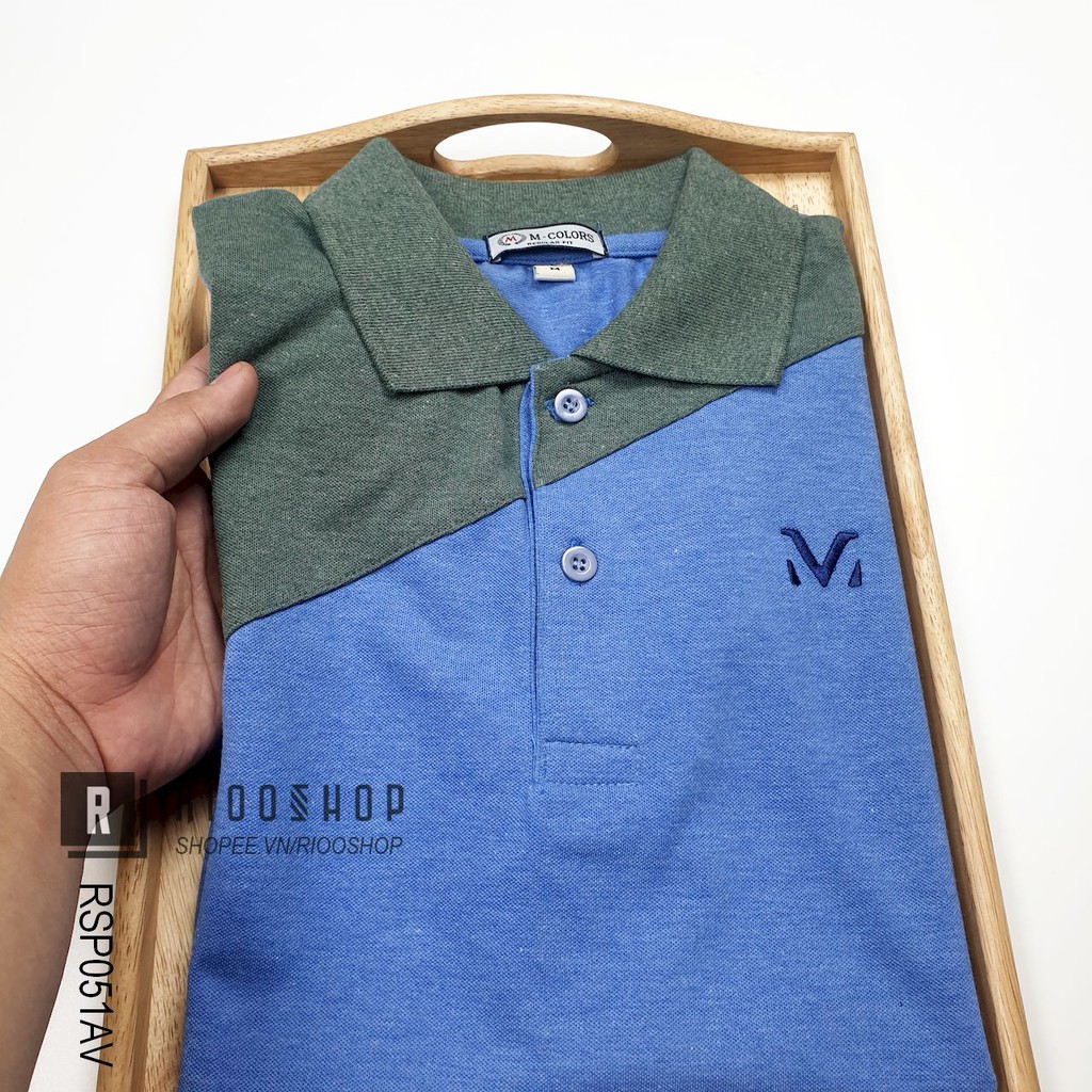 Áo thun polo nam ngắn tay form rộng M-color phối 2 màu RSP051AV - áo phông nam có cổ Riooshop | BigBuy360 - bigbuy360.vn