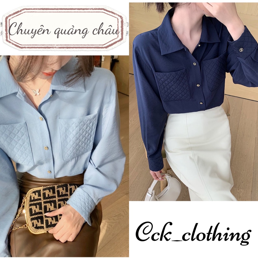Áo sơ mi nữ công sở sang chảnh dài tay dáng rộng QUẢNG CHÂU, phong cách kiểu hàn đẹp basic phối quần tây chân váy K1 | BigBuy360 - bigbuy360.vn