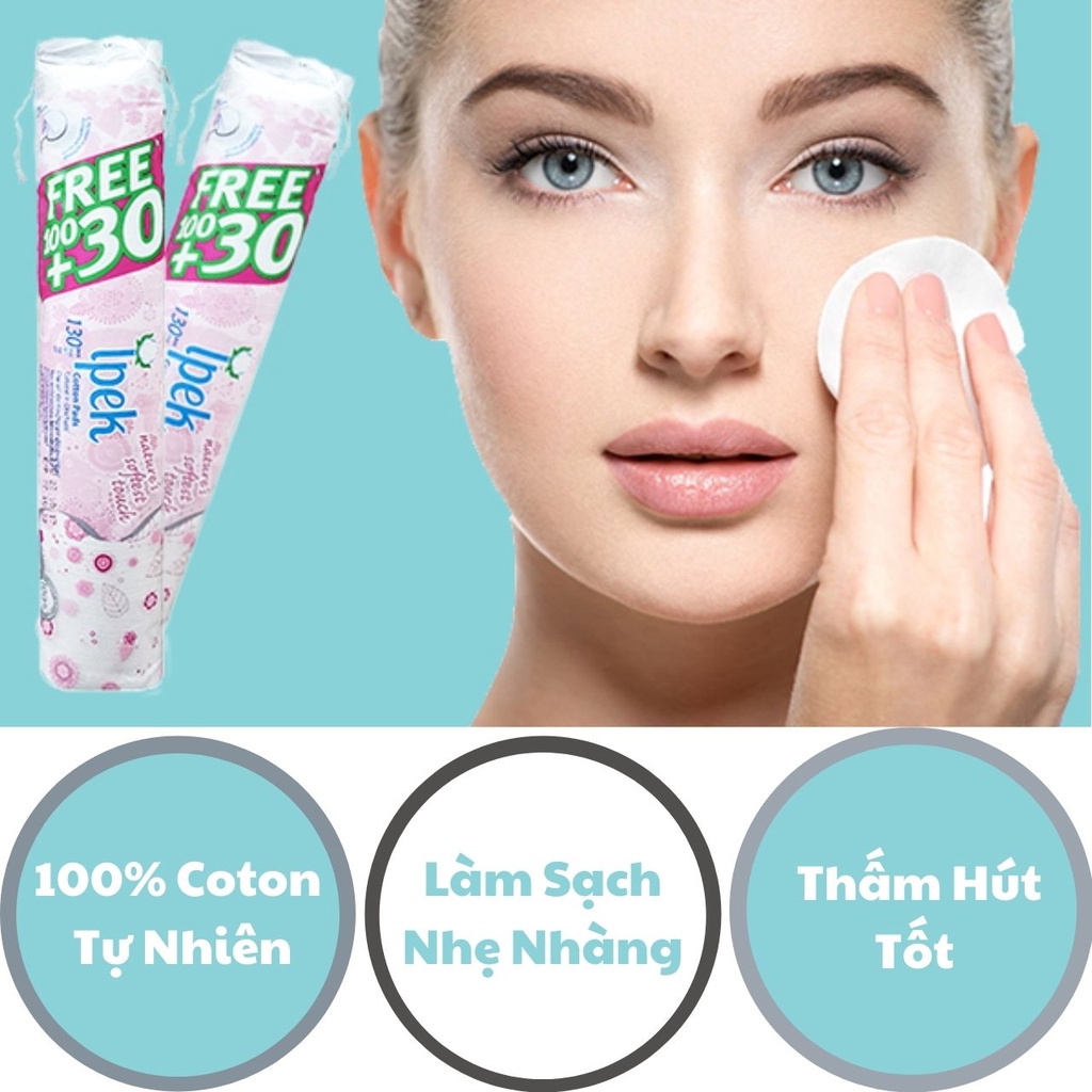 Bông Tẩy Trang Ipek 100% Cotton Thổ Nhĩ Kỳ Ipek Klasik Cotton Pads (80/130/150 miếng)