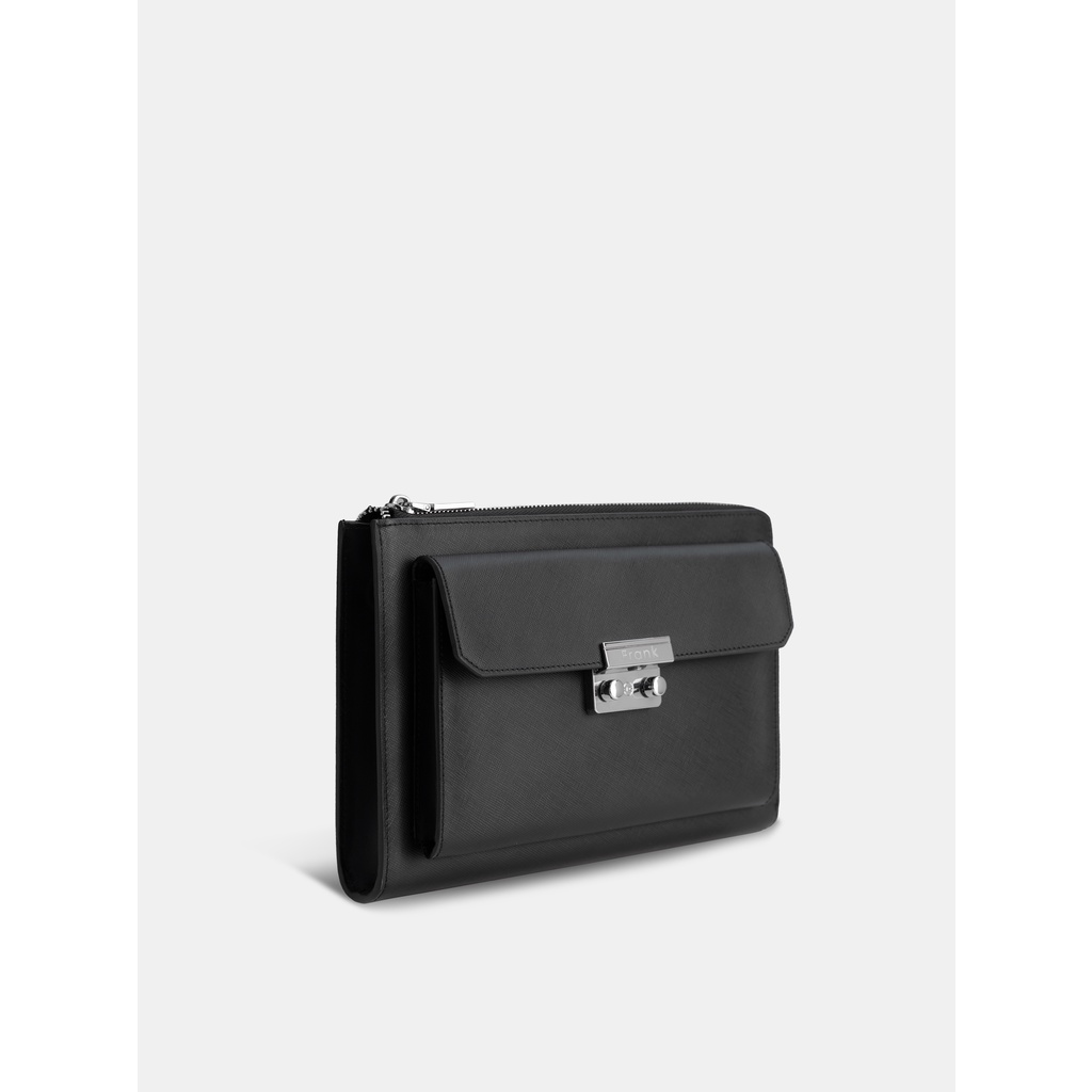 Túi Clutch Cầm Tay Nam Da Bò Saffiano Cao Cấp FRANK Philippe Pouch Clutch Nhiều Ngăn Sang Trọng Tiện Dụng