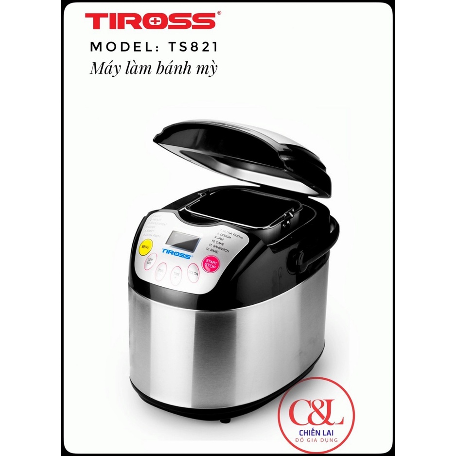 [Chính Hãng] Máy làm bánh mì Tiross 12 chức năng ( 600W ) TS821