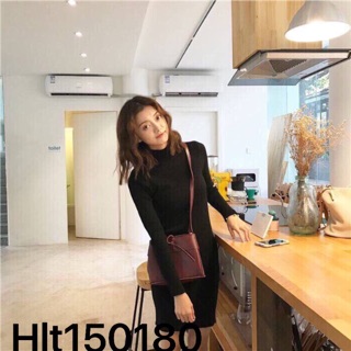 Đầm len body cổ lọ đen, đỏ, rêu