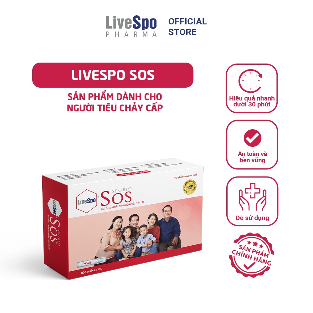 Men vi sinh Livespo spobio Sos - Chuyên tiêu chảy (10 ống x 5ml)