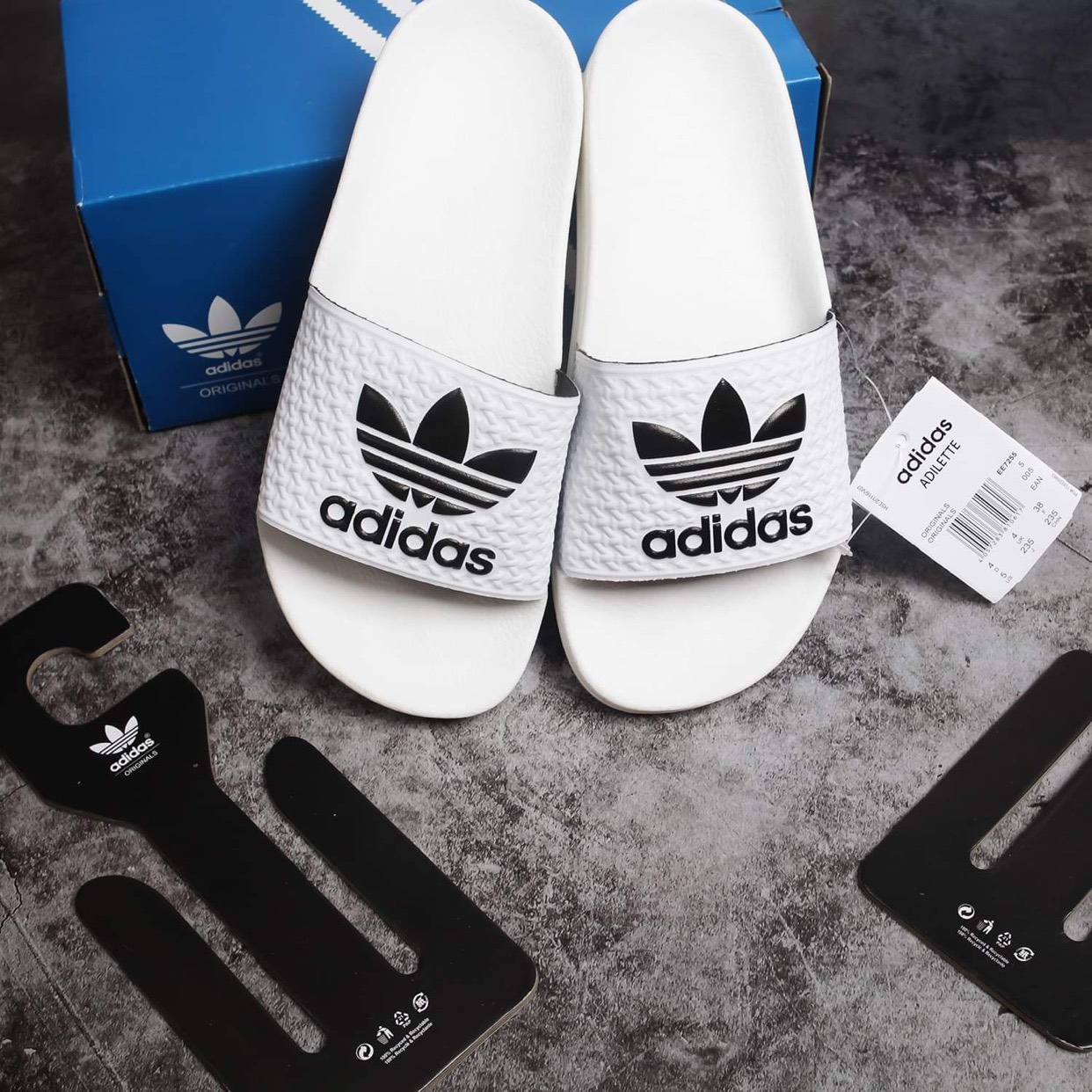 (HÀNG XUẤT XỊN) Dép das trắng Adilette Slides Lite White Women Made in Italy full box tem tag code