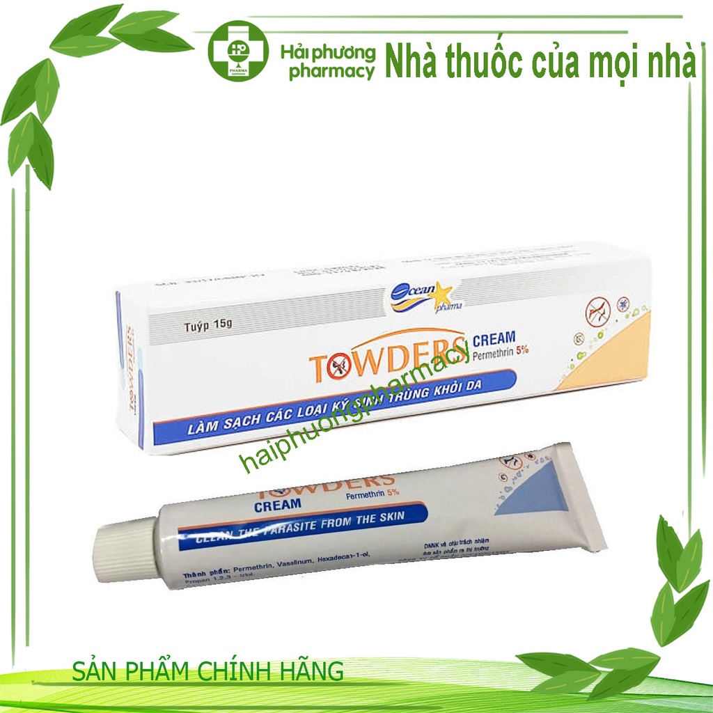 Kem bôi ghẻ Towder Cream loại bỏ các loại rận mu và làm sạch kí sinh trùng khỏi da Tuyp 15g