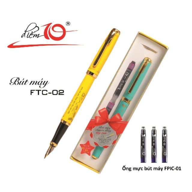 Bút máy luyện chữ đẹp FTC-02 + Tặng kèm 1 ngòi và 3 ống mực FPIC-01 hoặc Hộp 10 ống mực FPIC-01