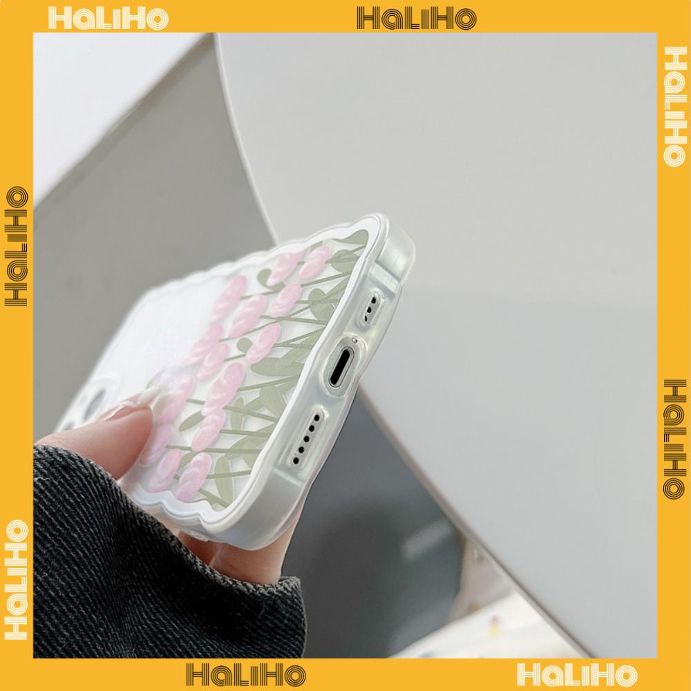 iPhone Case Silicone Soft Case Clear Case Wave Airbag Shockproof Camera Cover Protection Pink Flower Compatible For iPhone 11 iPhone 13 Pro Max iPhone 12 Pro Max iPhone 7 Plus xr